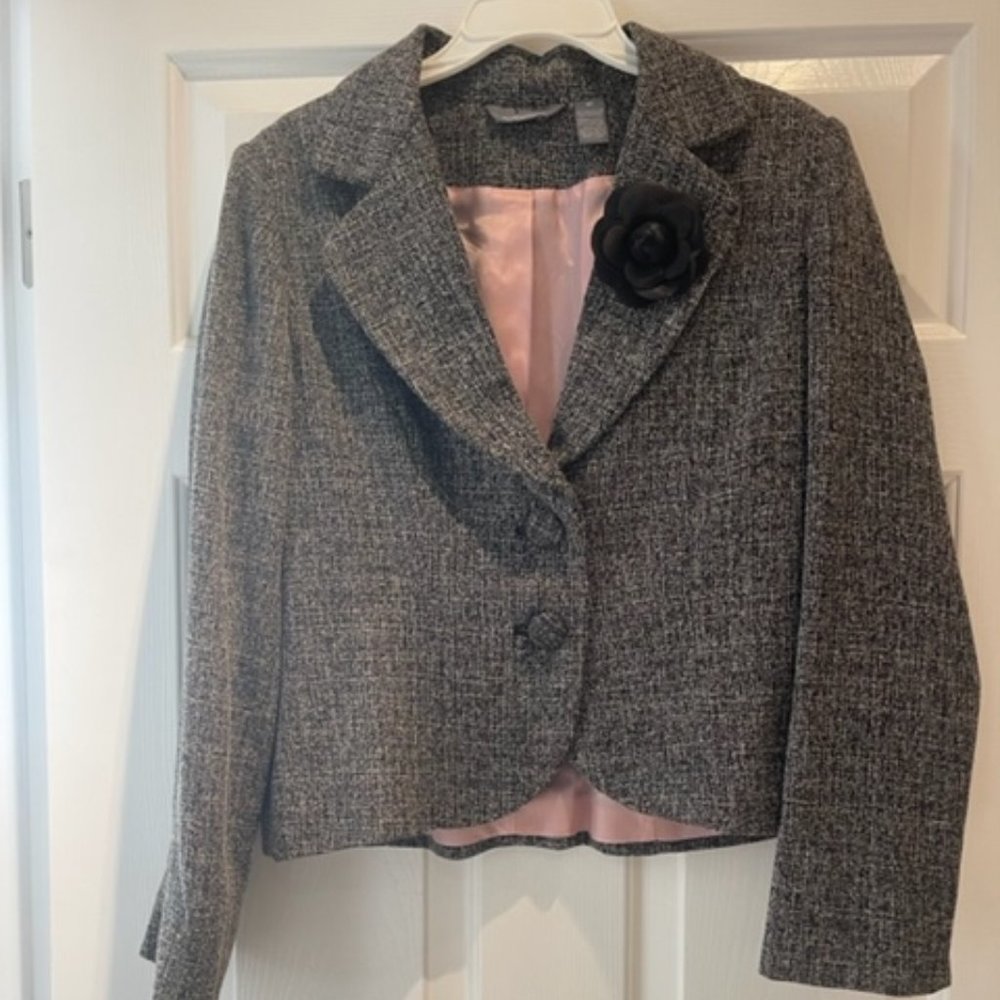 Hillard and Hanson Long Sleeve Fully Lined Black Textured Blazer